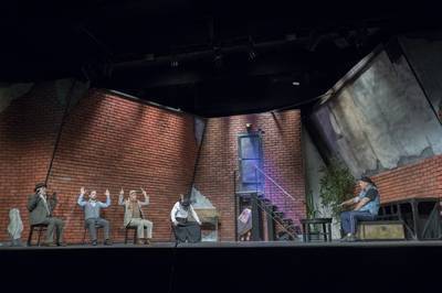Szemán Béla, Böröndi Bence, Chován Gábor, Bregyán Péter, Ilyés Róbert - © theater.hu - Ilovszky  Béla